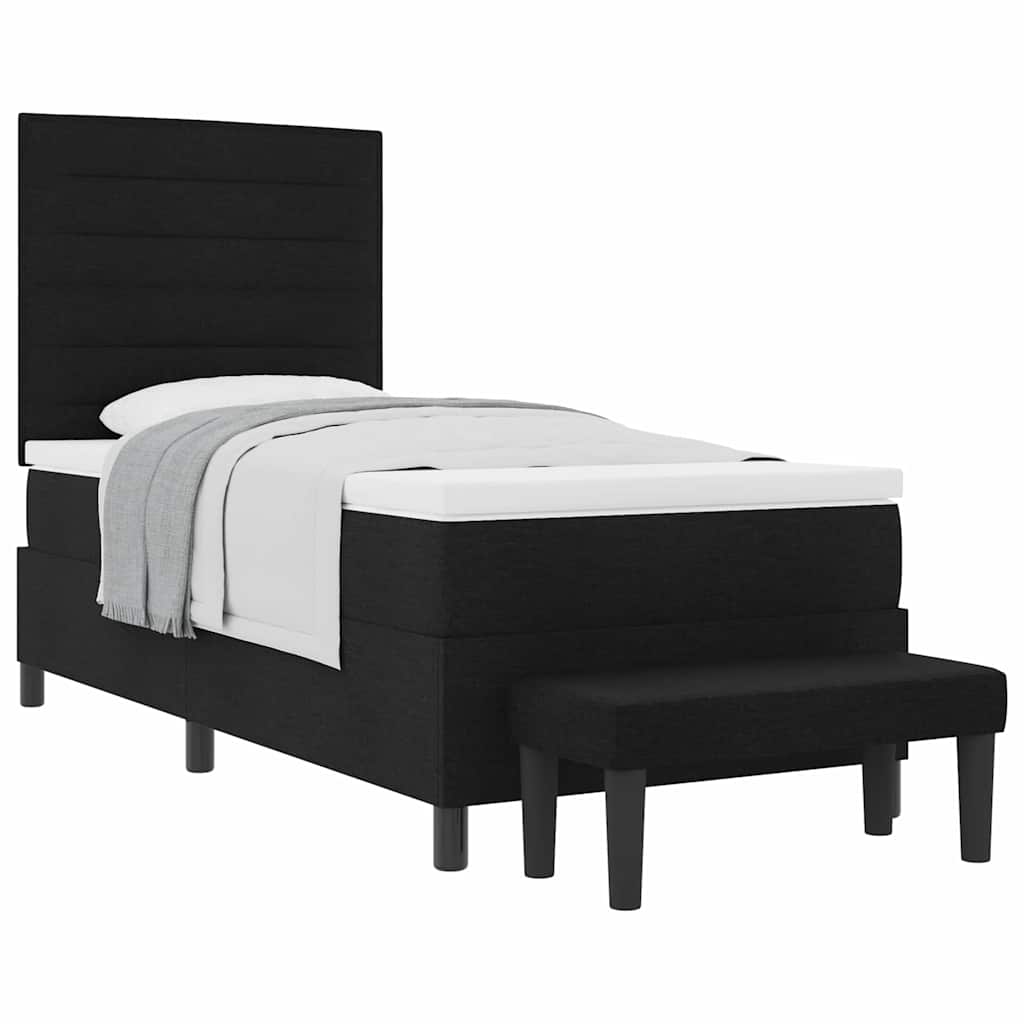 Boxspringbett mit Matratze Schwarz 90 x 190 cm Stoff