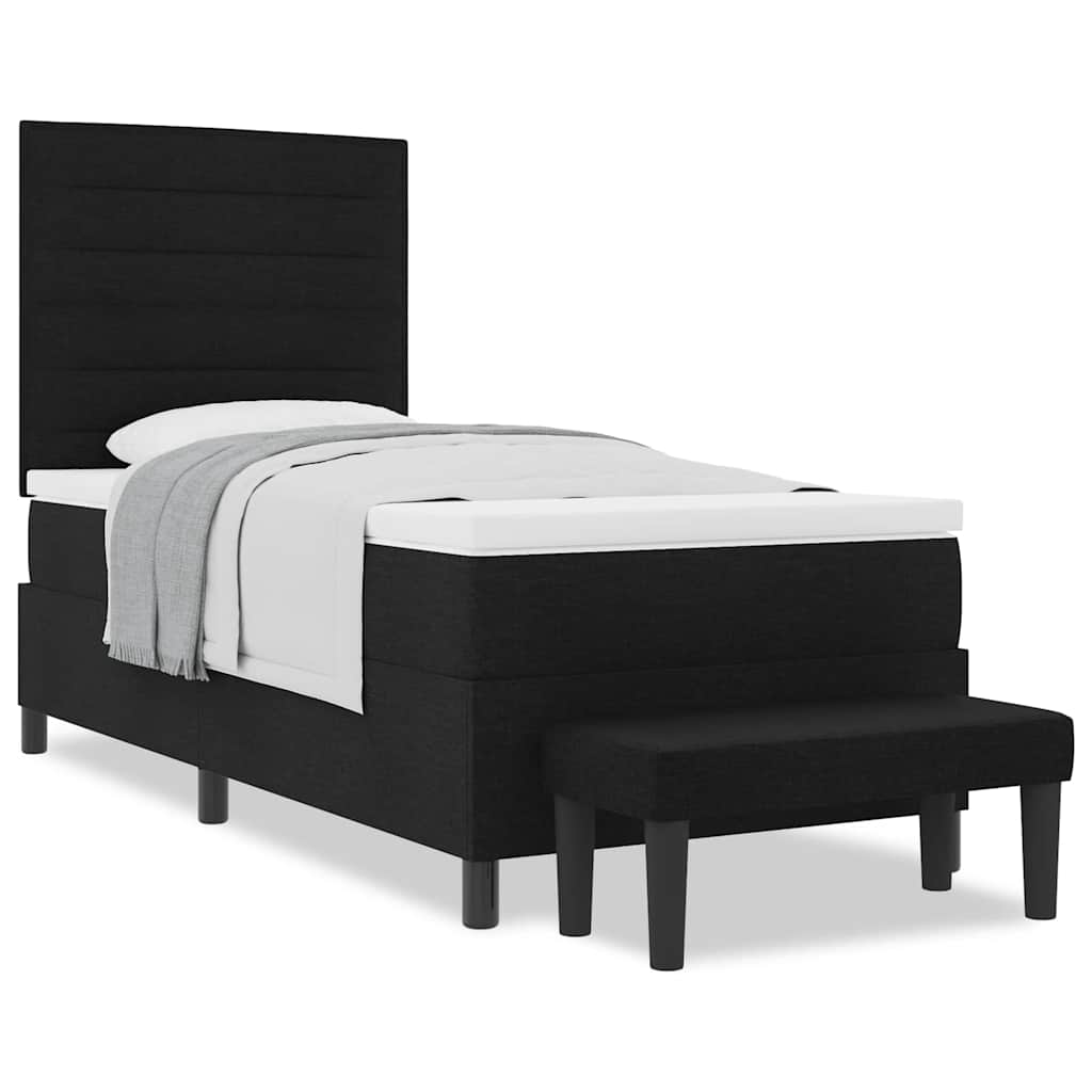 Boxspringbett mit Matratze Schwarz 90 x 190 cm Stoff