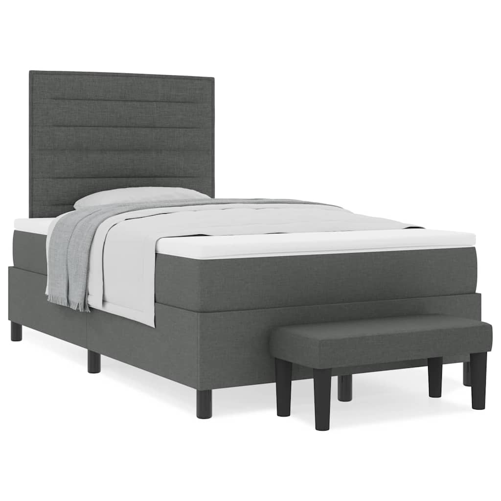 Boxspringbett mit Matratze Dunkelgrau 120 x 200 cm Stoff
