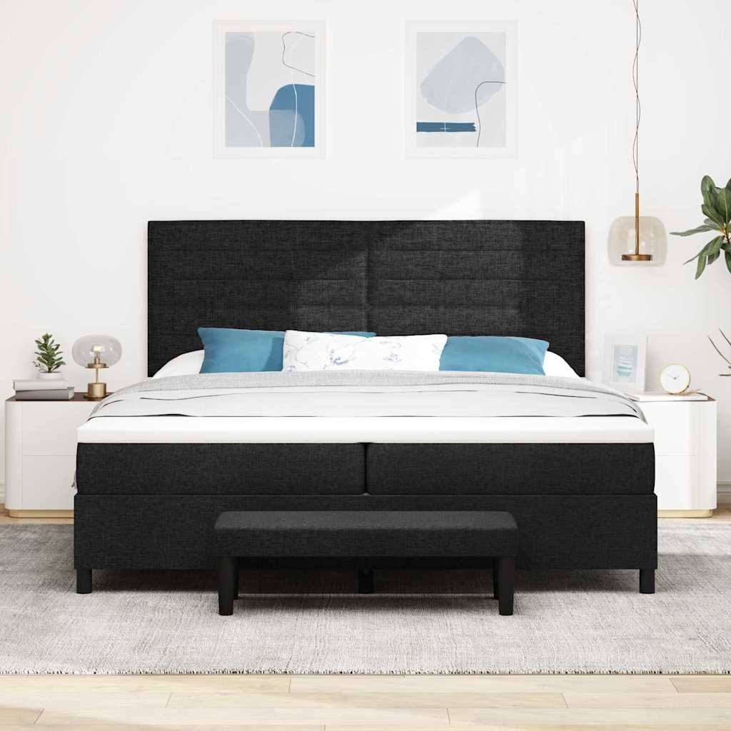 Boxspringbett mit Matratze Schwarz 200 x 200 cm Stoff
