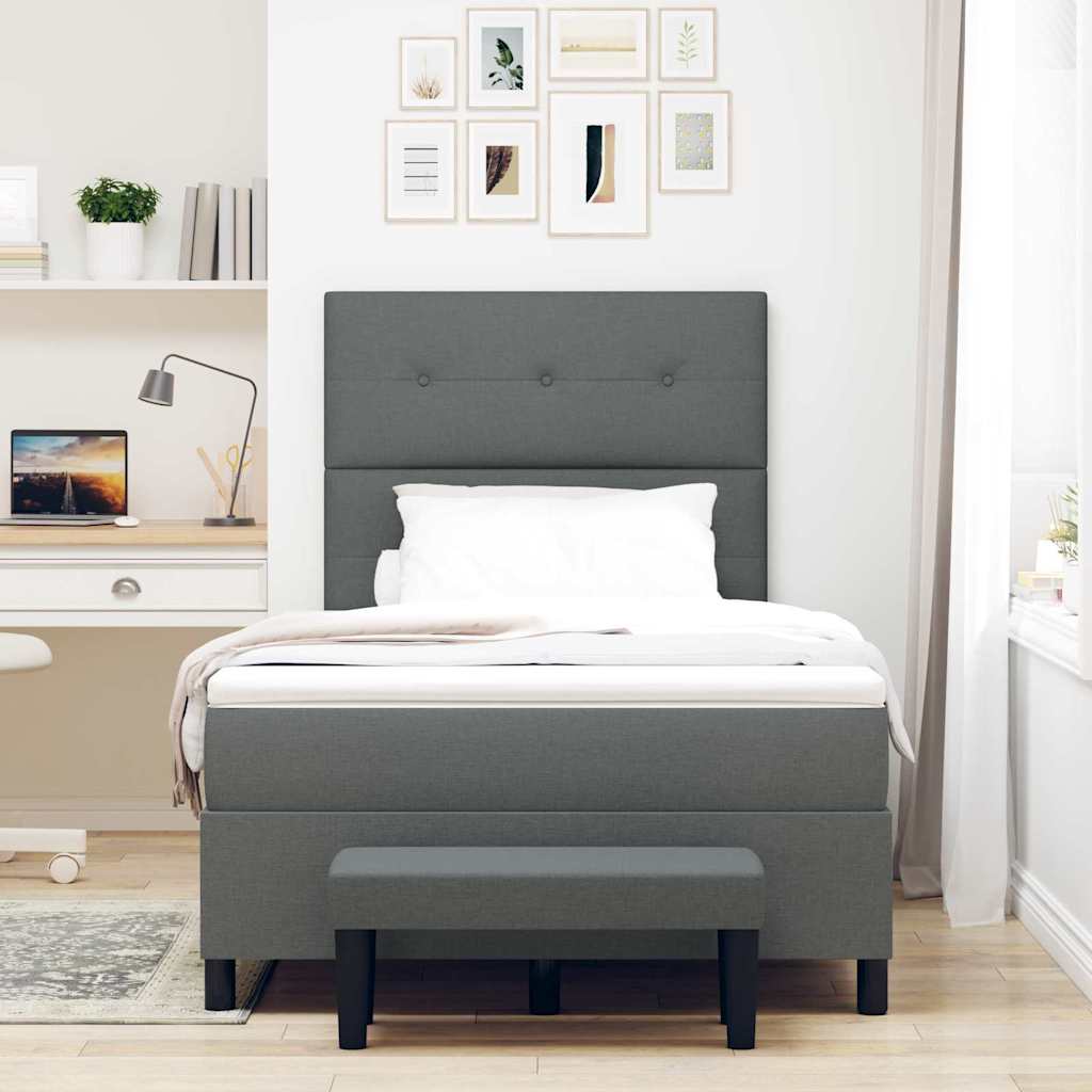 Boxspringbett mit Matratze Dunkelgrau 120 x 200 cm Stoff