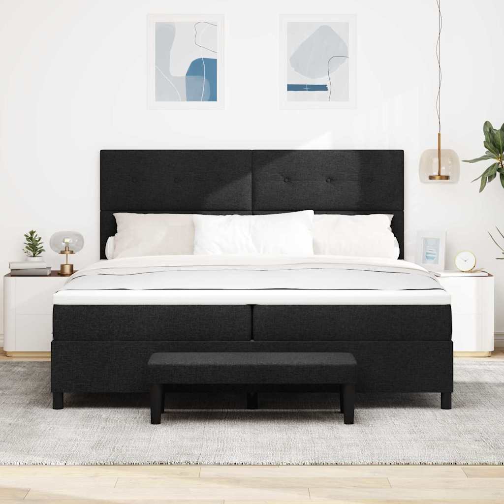 Boxspringbett mit Matratze Schwarz 200 x 200 cm Stoff