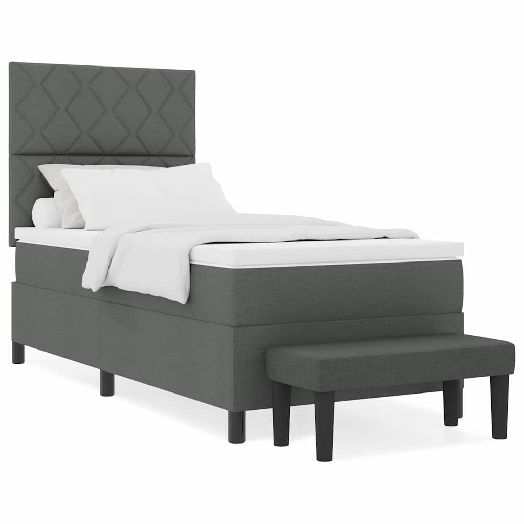 Boxspringbett mit Matratze Dunkelgrau 100 x 200 cm Stoff
