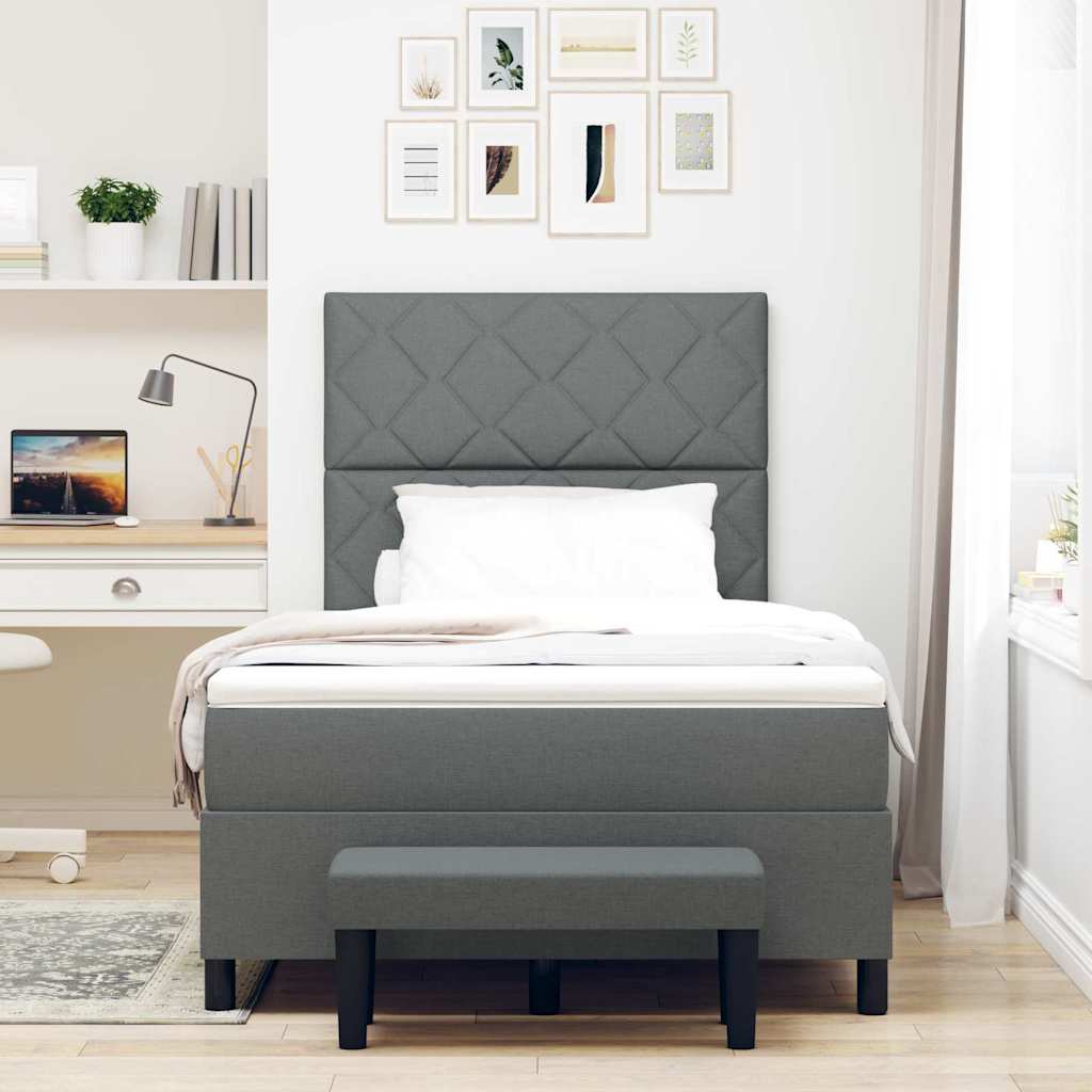 Boxspringbett mit Matratze Dunkelgrau 120 x 200 cm Stoff