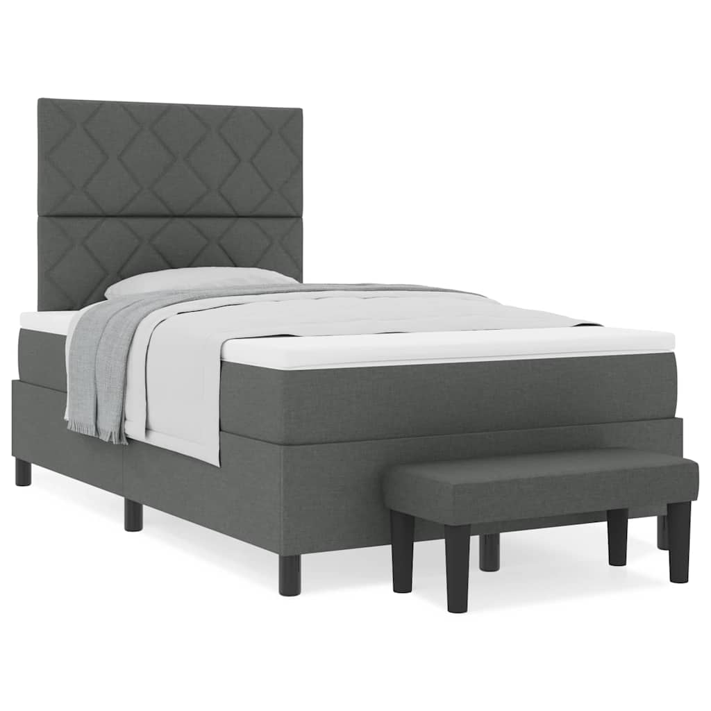 Boxspringbett mit Matratze Dunkelgrau 120 x 200 cm Stoff