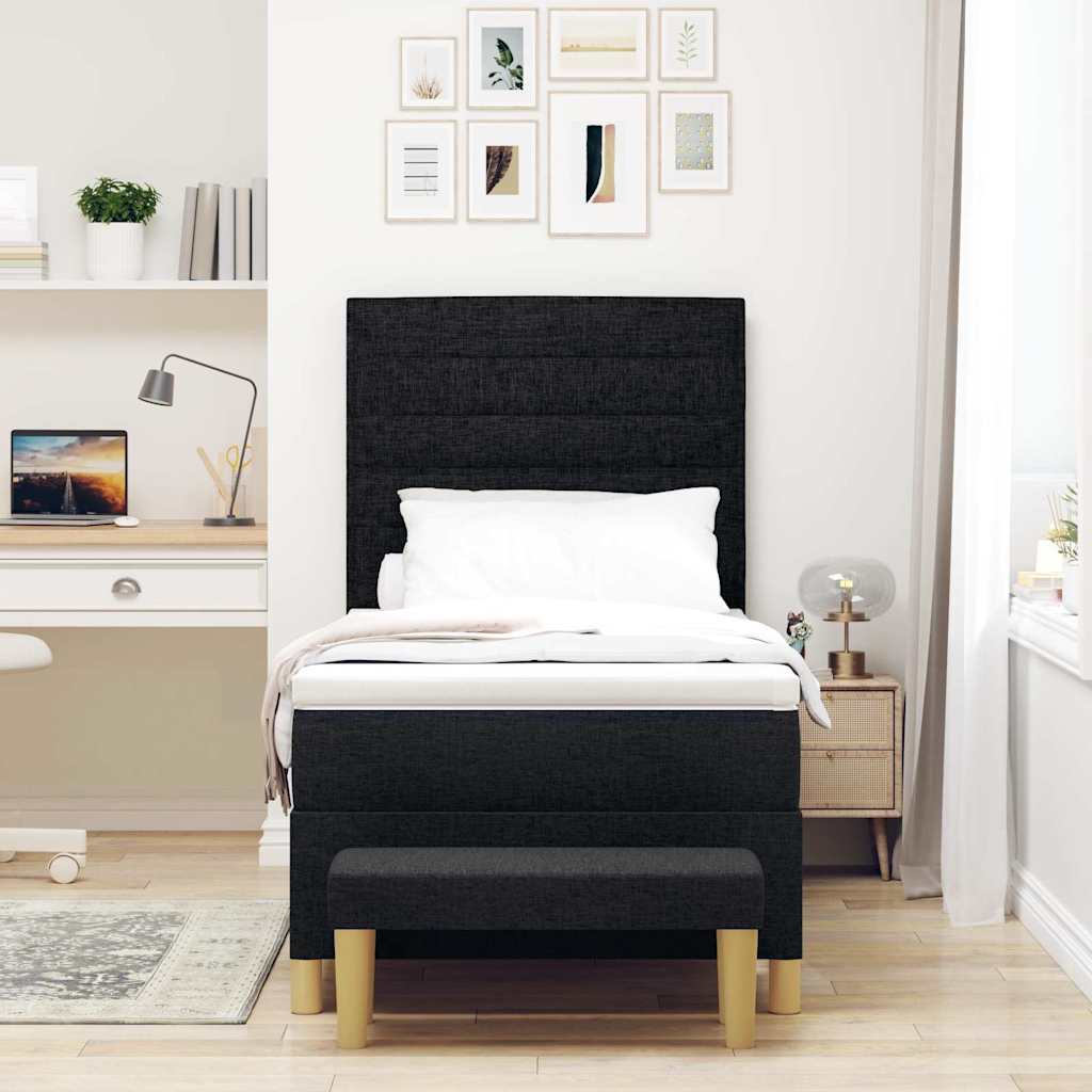 Boxspringbett mit Matratze Schwarz 90 x 190 cm Stoff