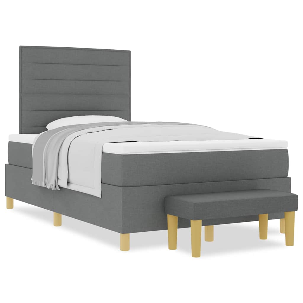 Boxspringbett mit Matratze Dunkelgrau 120 x 190 cm Stoff