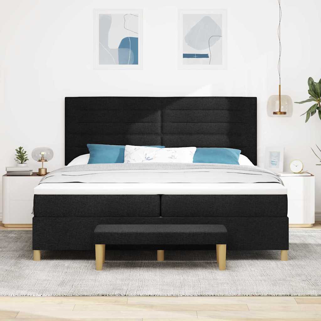 Boxspringbett mit Matratze Schwarz 200 x 200 cm Stoff