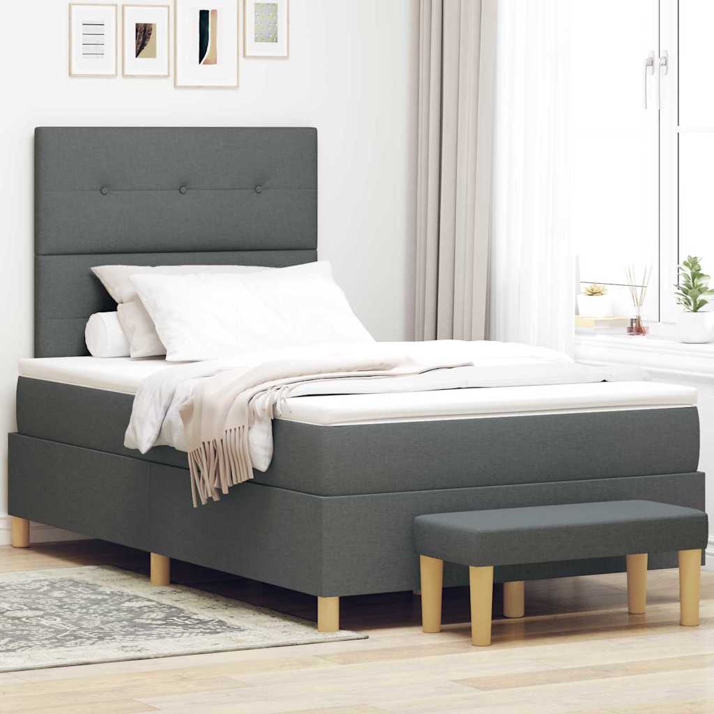 Boxspringbett mit Matratze Dunkelgrau 120 x 200 cm Stoff