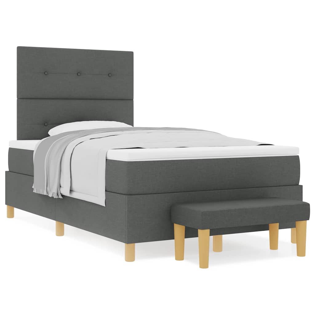 Boxspringbett mit Matratze Dunkelgrau 120 x 200 cm Stoff