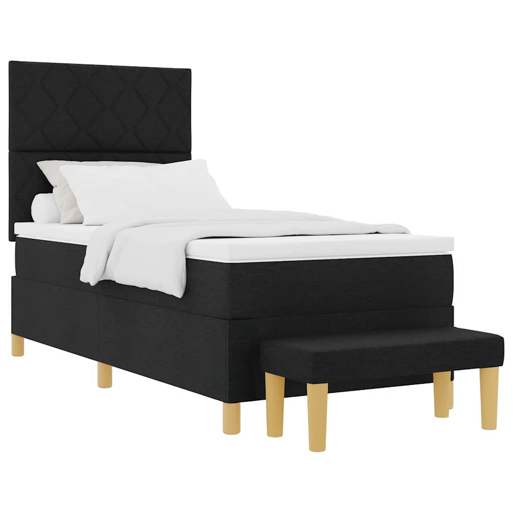 Boxspringbett mit Matratze Schwarz 90 x 190 cm Stoff