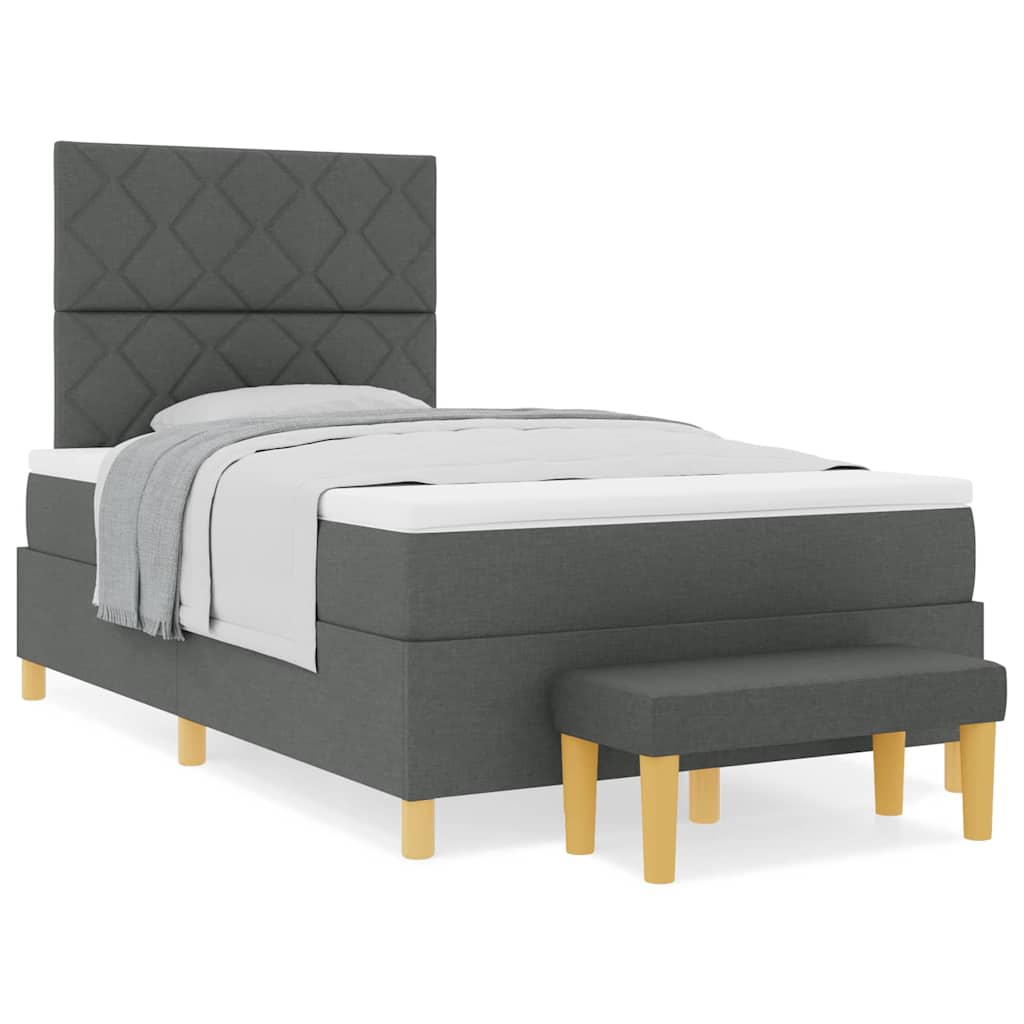Boxspringbett mit Matratze Dunkelgrau 120 x 200 cm Stoff