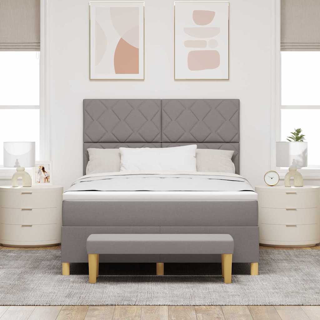 Boxspringbett mit Matratze Taupe 140 x 190 cm Stoff