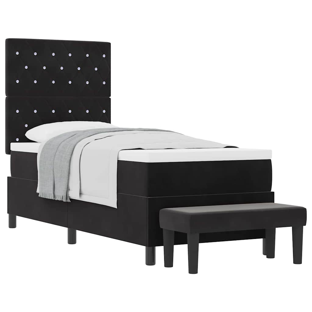 Boxspringbett mit Matratze Schwarz 80 x 200 cm Samt