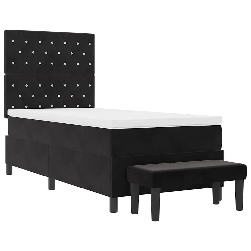 Boxspringbett mit Matratze Schwarz 90 x 190 cm Samt