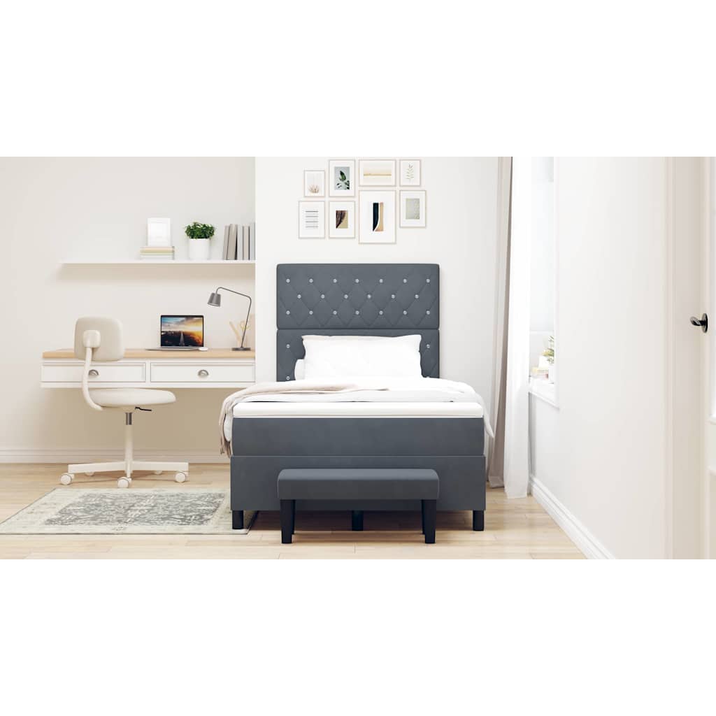 Boxspringbett mit Matratze Dunkelgrau 120 x 200 cm Samt