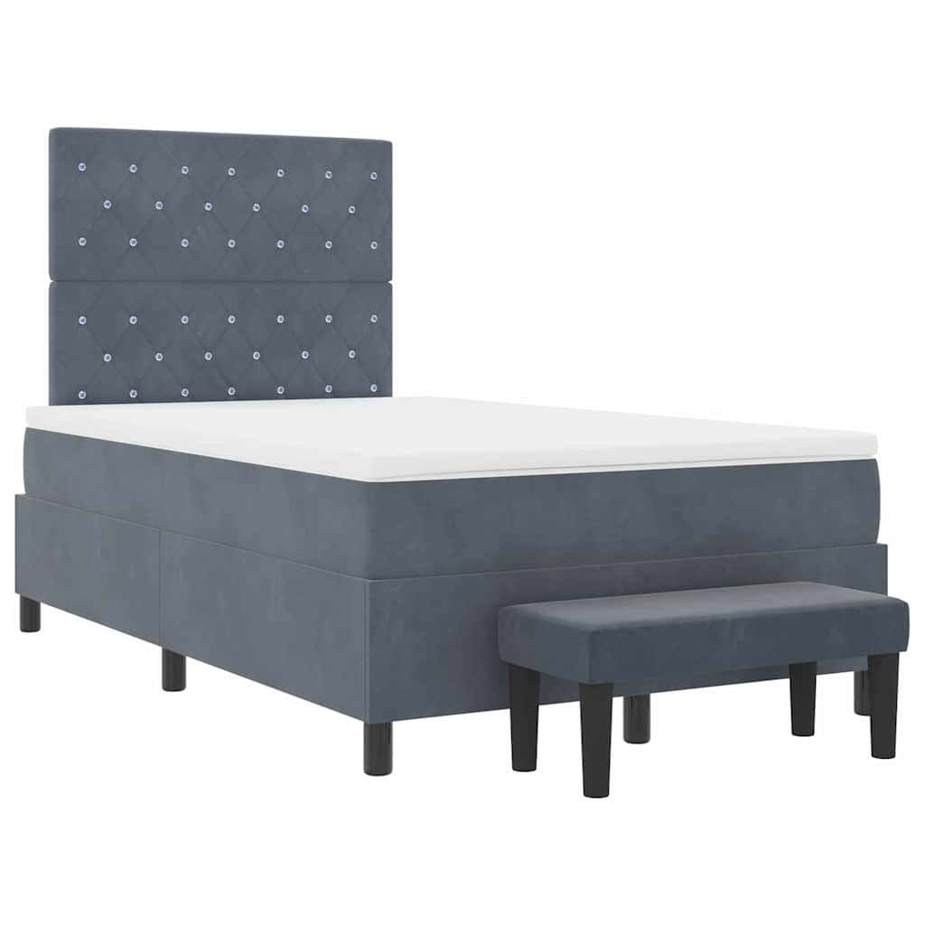 Boxspringbett mit Matratze Dunkelgrau 120 x 200 cm Samt