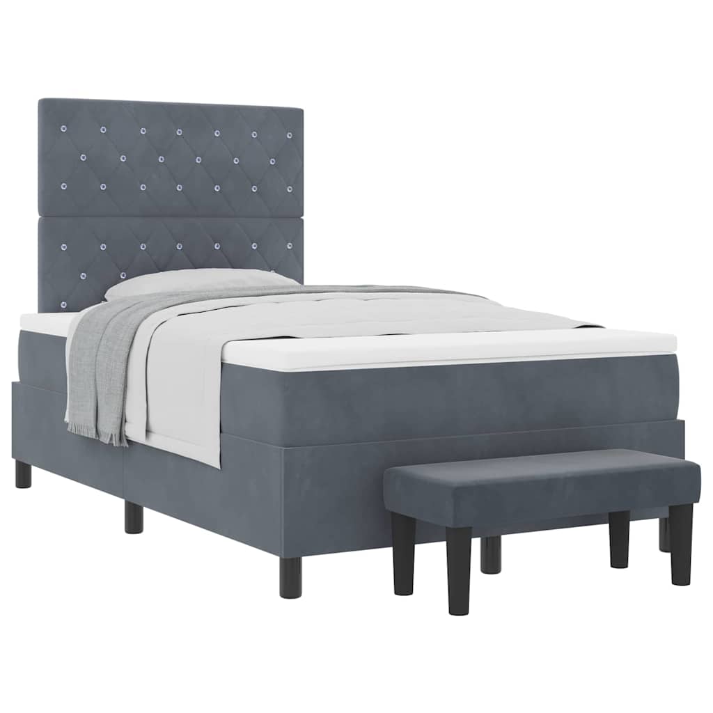 Boxspringbett mit Matratze Dunkelgrau 120 x 200 cm Samt