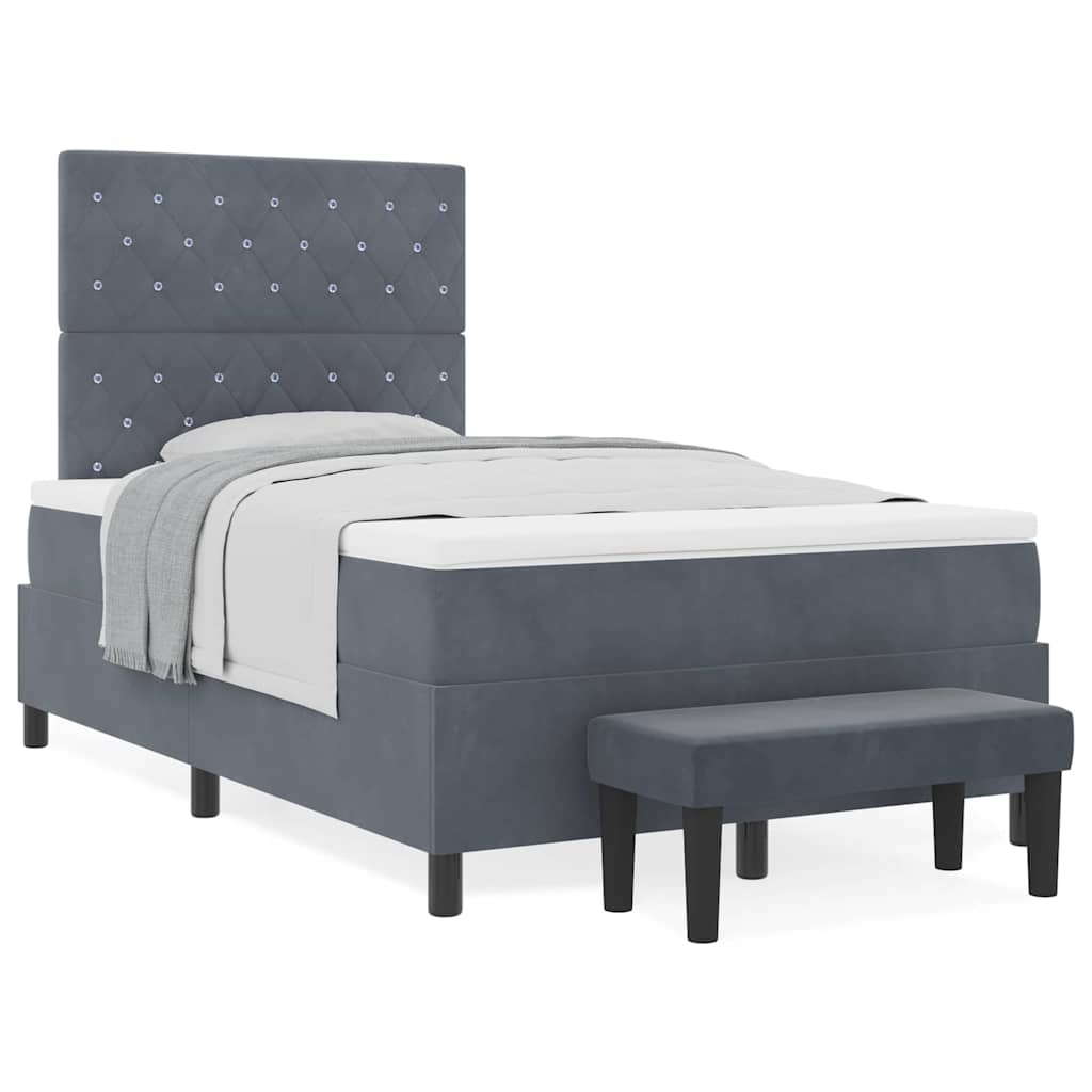 Boxspringbett mit Matratze Dunkelgrau 120 x 200 cm Samt