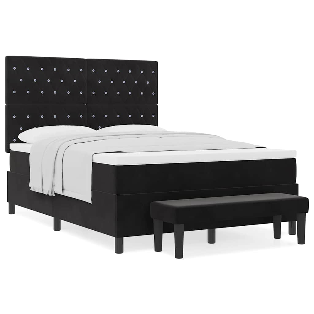 Boxspringbett mit Matratze Schwarz 160 x 200 cm Samt