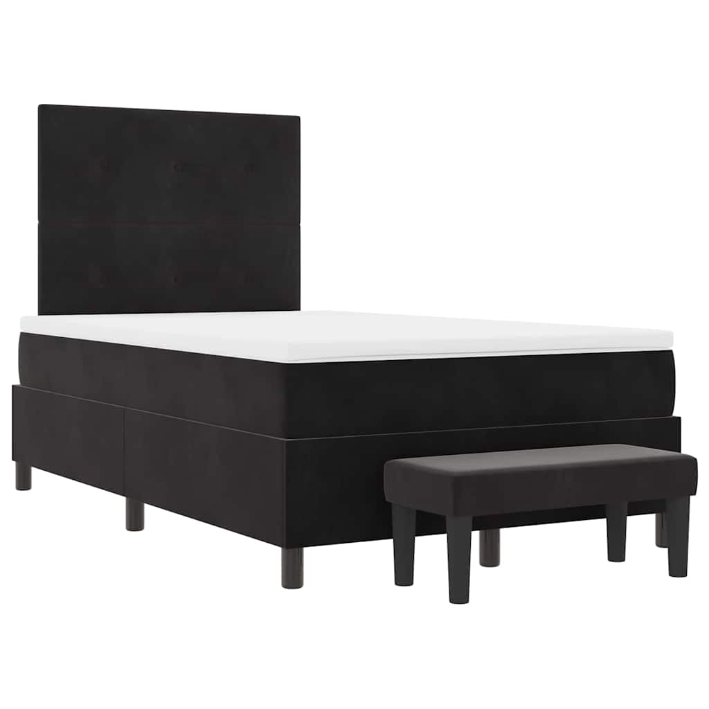 Boxspringbett mit Matratze Schwarz 120 x 190 cm Samt