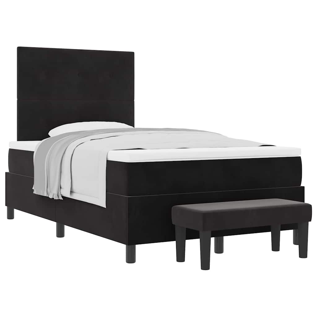 Boxspringbett mit Matratze Schwarz 120 x 190 cm Samt