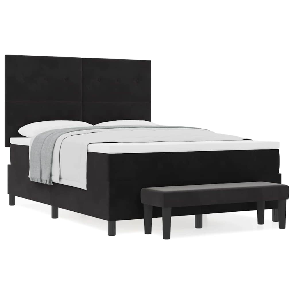 Boxspringbett mit Matratze Schwarz 160 x 200 cm Samt