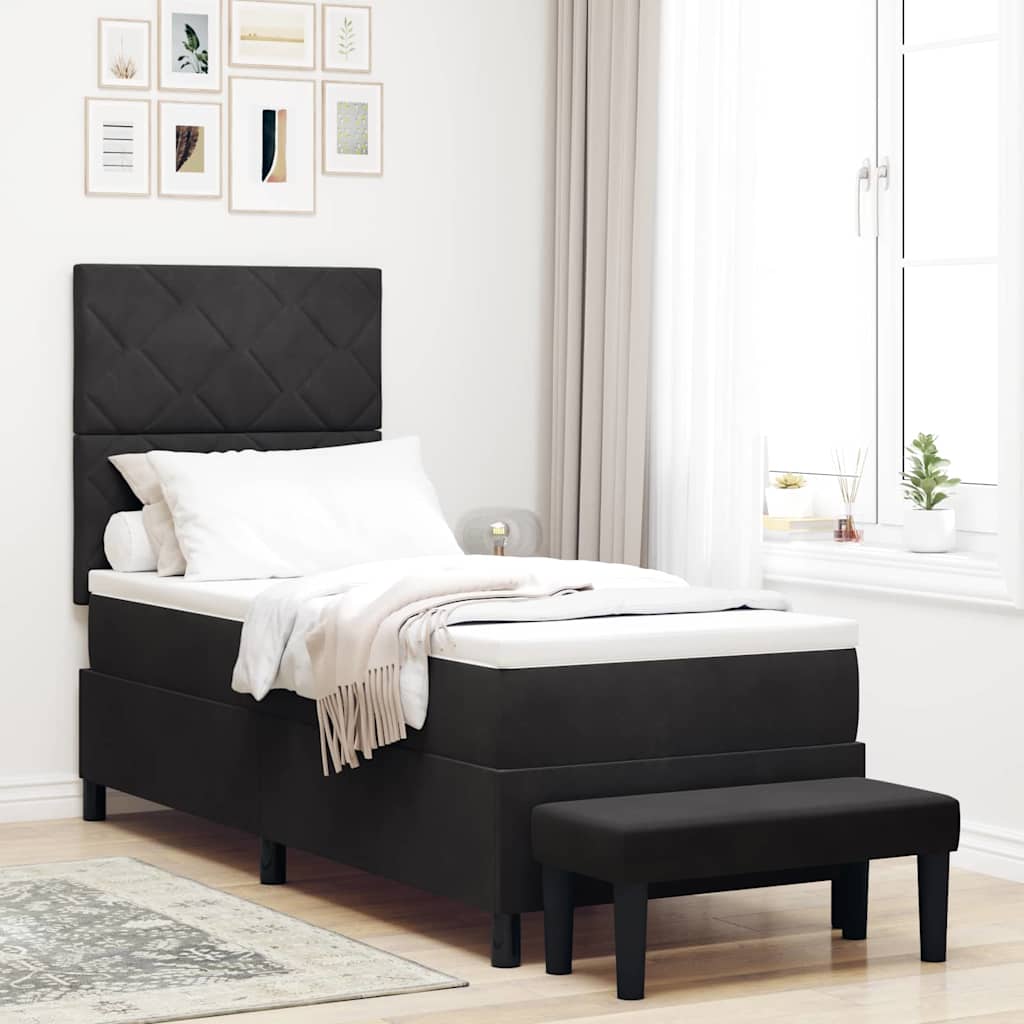 Boxspringbett mit Matratze Schwarz 80 x 200 cm Samt