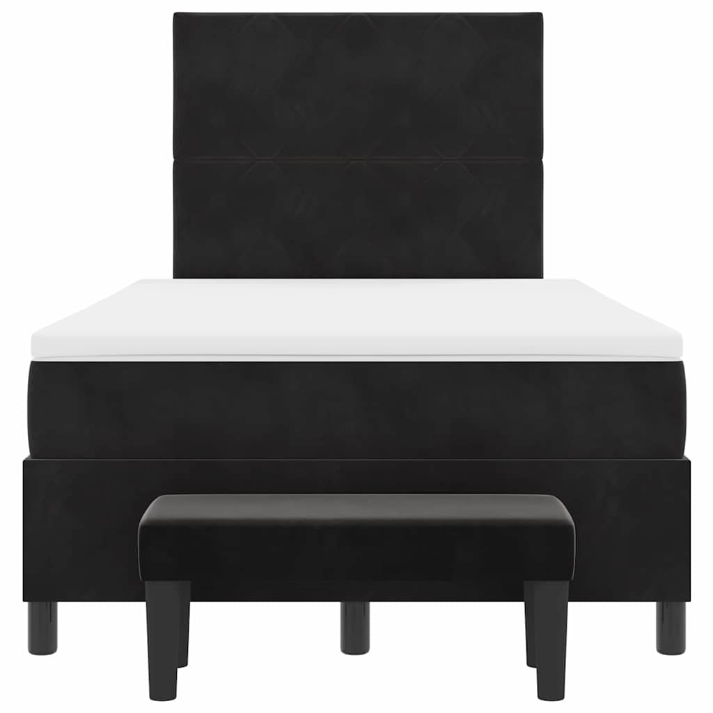 Boxspringbett mit Matratze Schwarz 120 x 190 cm Samt