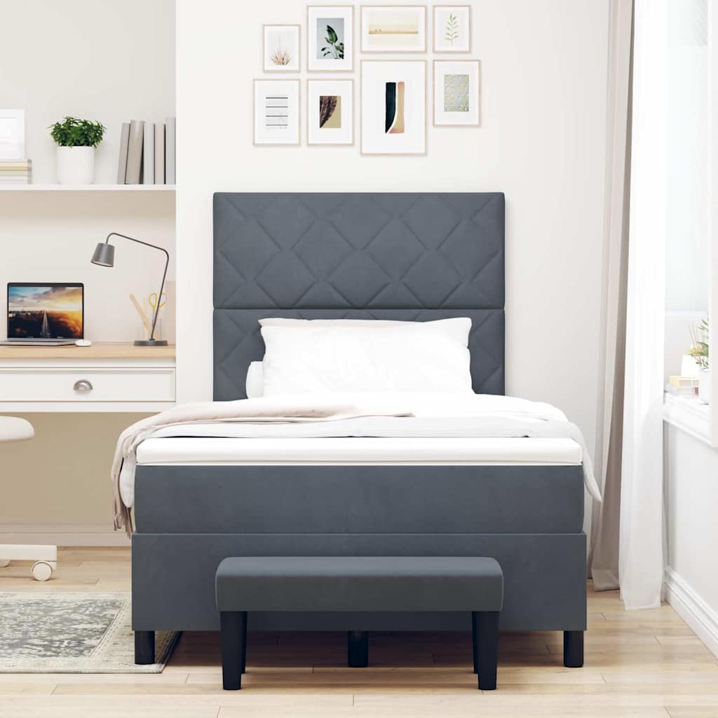 Boxspringbett mit Matratze Dunkelgrau 120 x 200 cm Samt