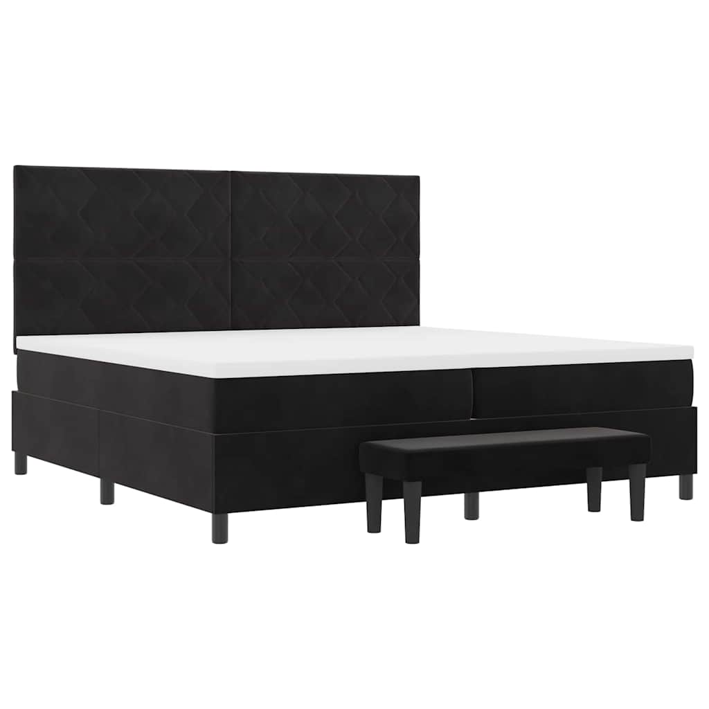 Boxspringbett mit Matratze Schwarz 200 x 200 cm Samt