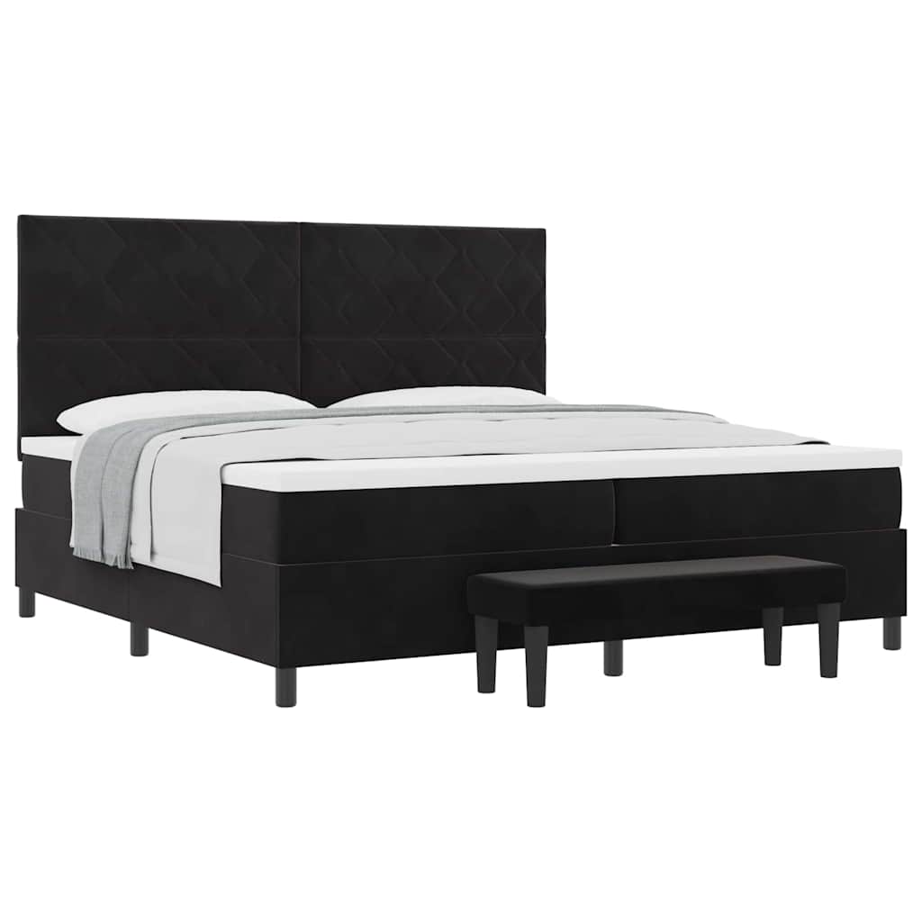 Boxspringbett mit Matratze Schwarz 200 x 200 cm Samt