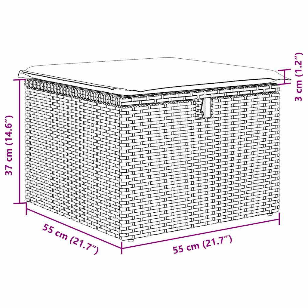 Gartensofa-set 9 stk. Poly-Rattan