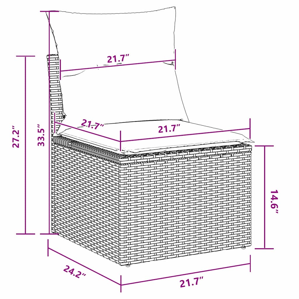 Garten-Sofa-Set mit Kissen 12 pcs Schwarz Poly Rattan