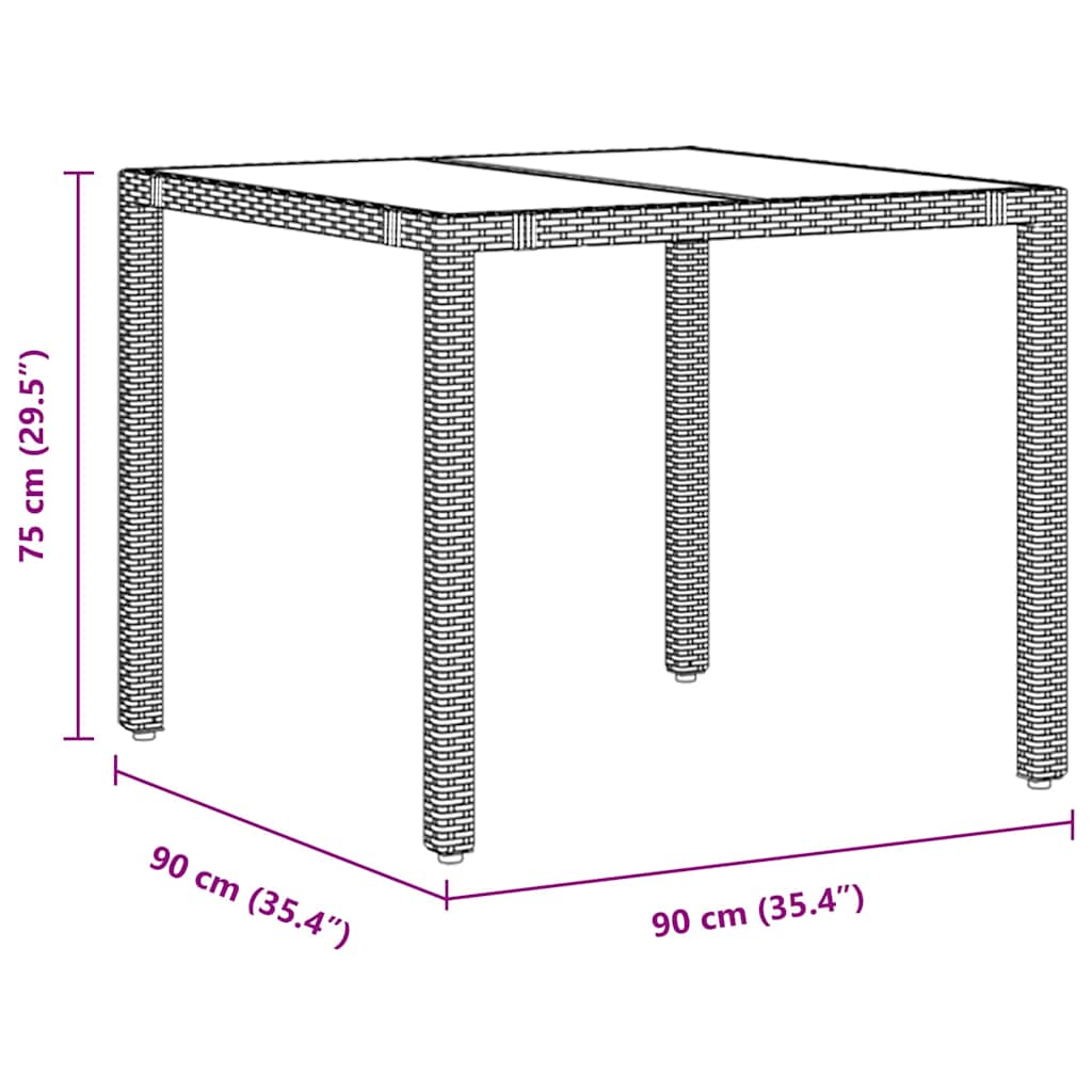 Garten Essgruppe 3 Stk. Schwarz Poly-Rattan