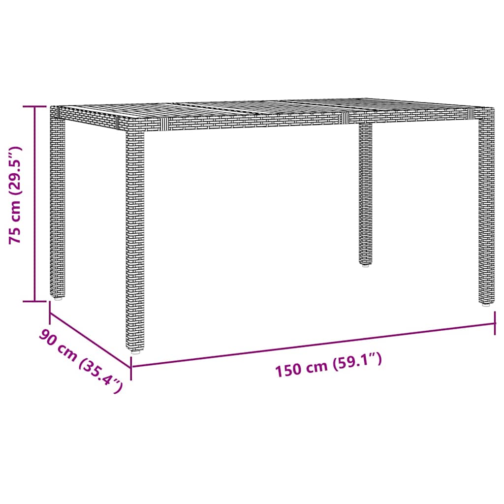 Garten Essgruppe 7 stk. Grau und Braun Poly-Rattan