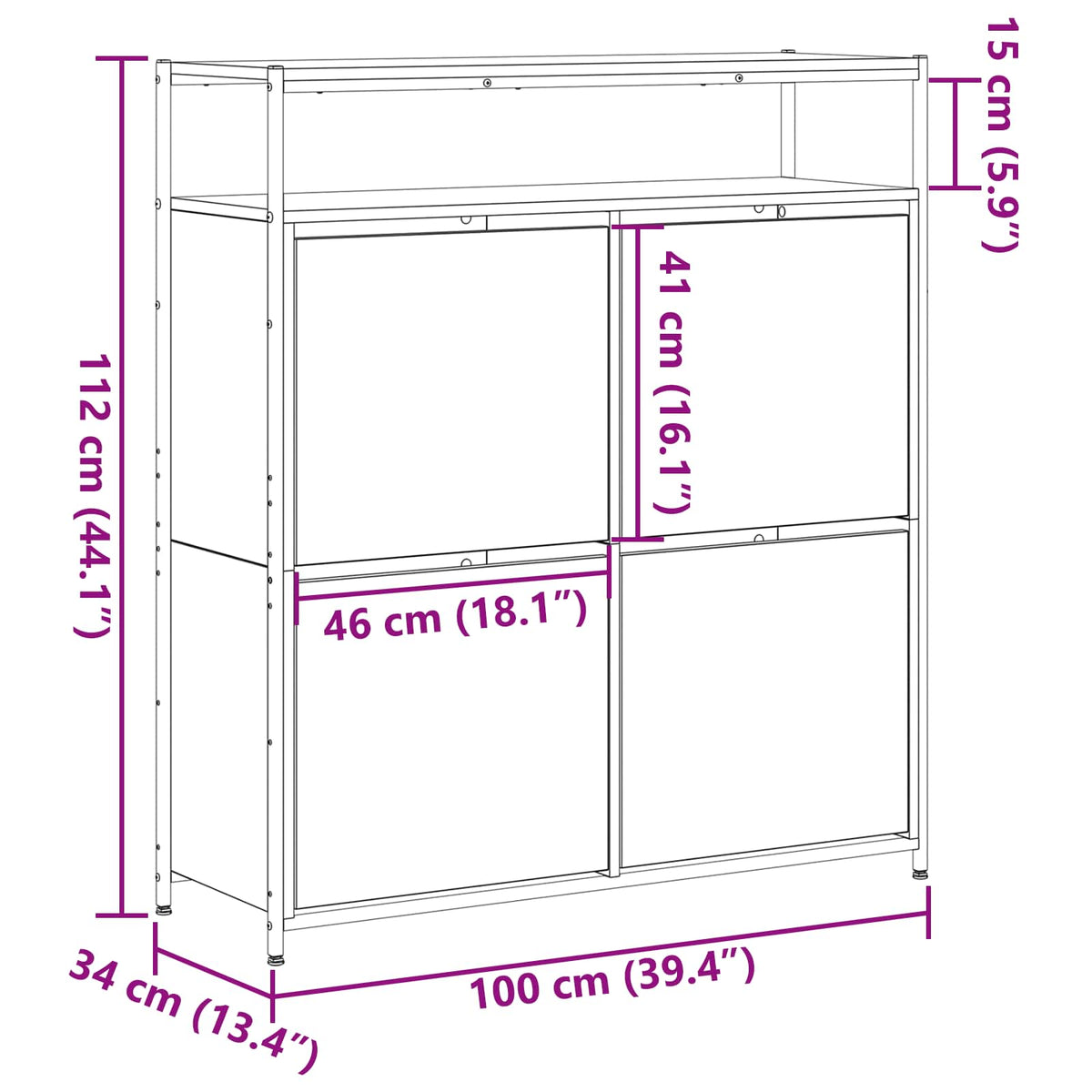 Schuhschrank 100 x 34 x 112 cm Holzwerkstoff