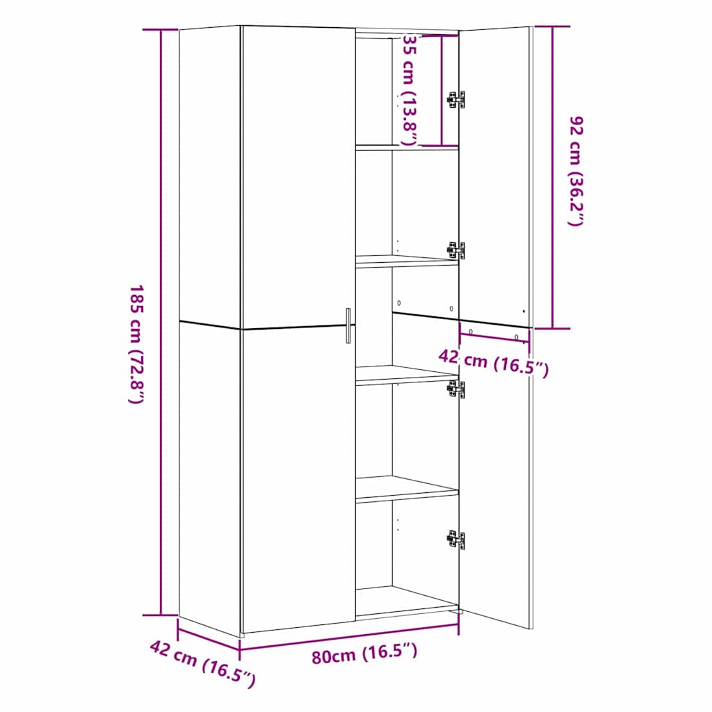 Highboard Altholz 80 x 42 x 185 cm