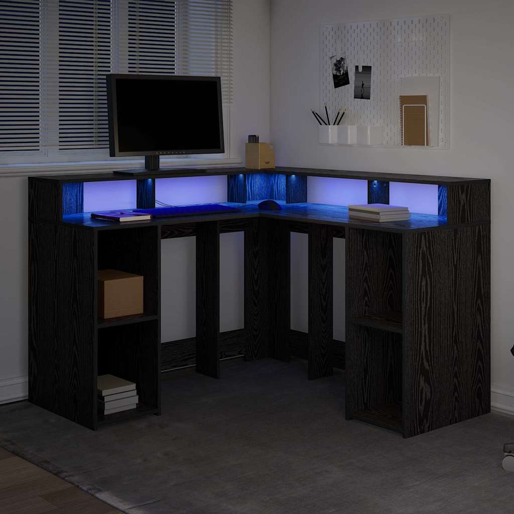 Bureau en chêne noir 130x130x91 cm matériau bois