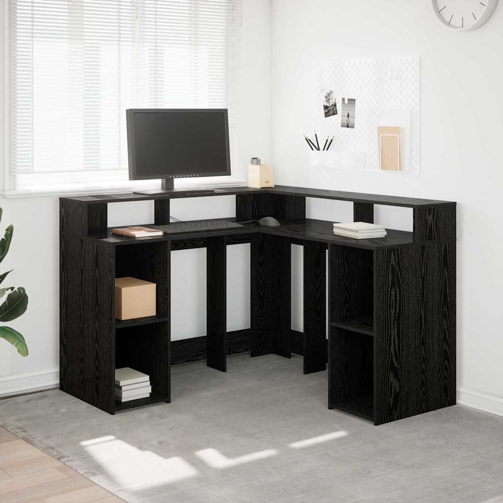 Bureau en chêne noir 130x130x91 cm matériau bois