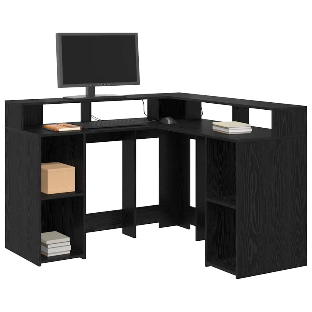 Bureau en chêne noir 130x130x91 cm matériau bois