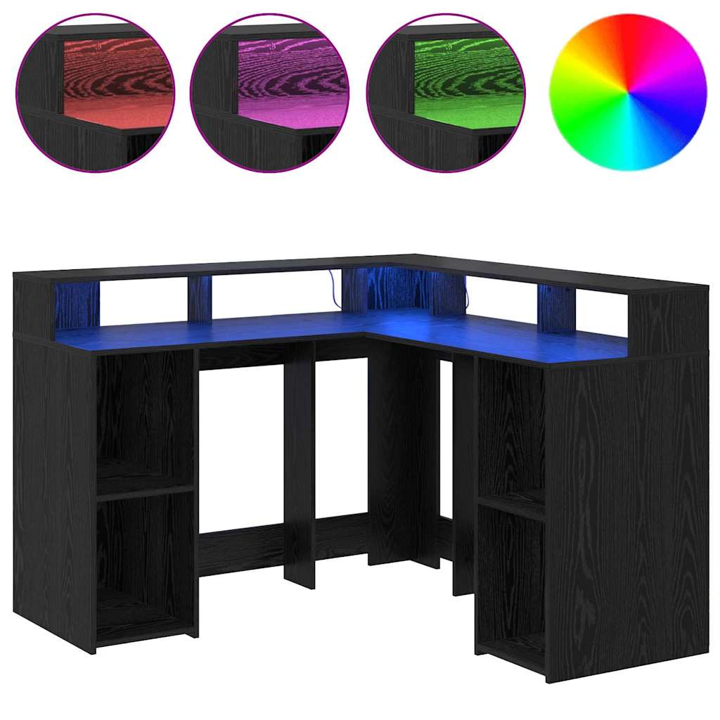 Bureau en chêne noir 130x130x91 cm matériau bois