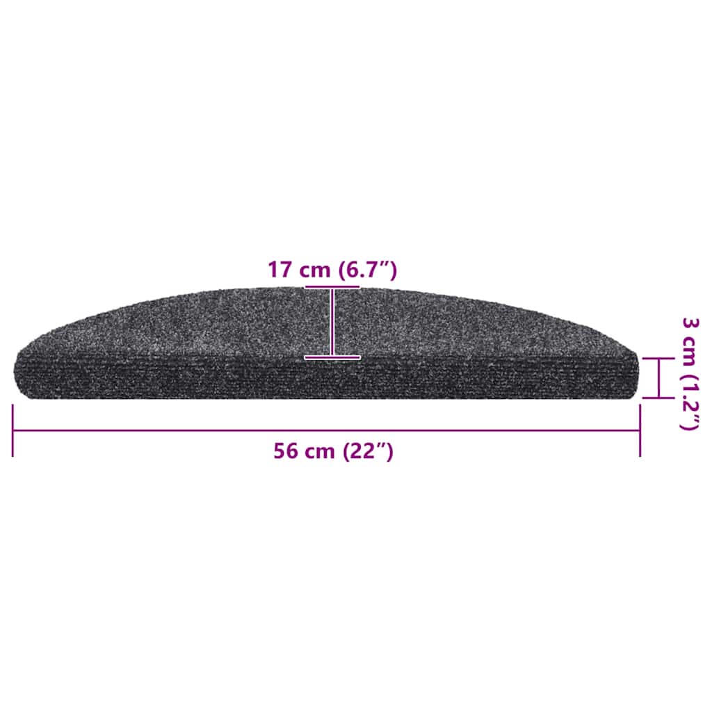 Stufenmatten Selbstklebend 20 Stk. 56x17x3 cm Dunkelgrau Halbrund