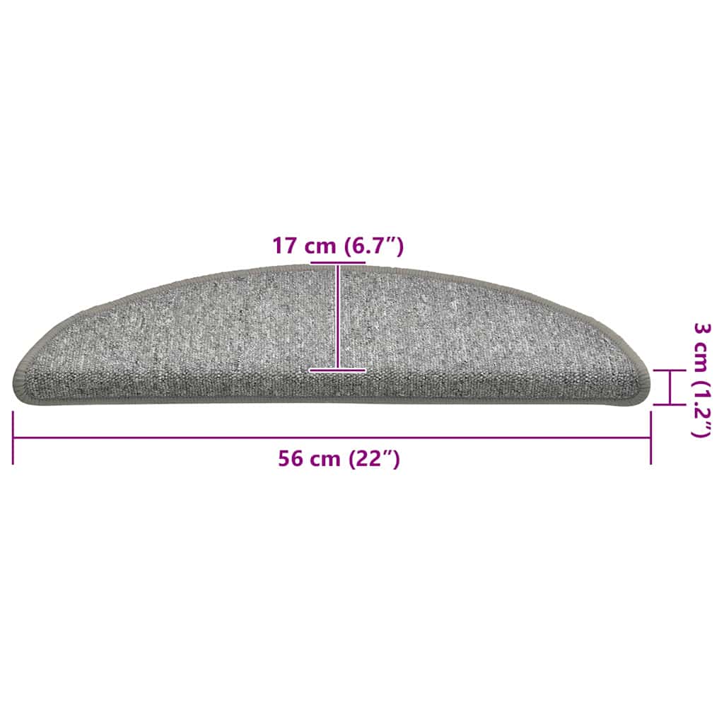 Stufenmatten 30 Stk. 56x17x3 cm Hellgrau Halbrund