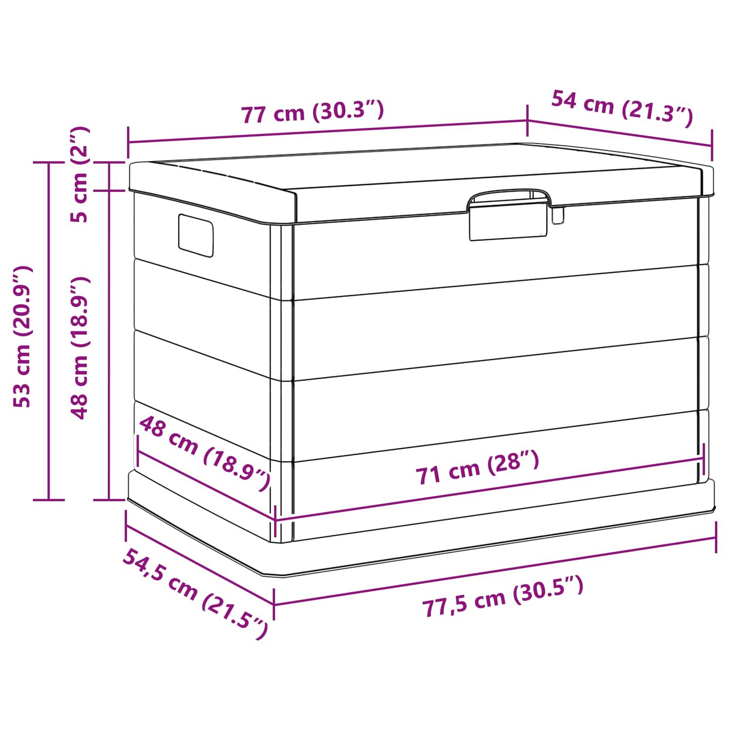 Gartenlagerbox Anthrazit 77,5 x 54,5 x 53 cm Kunststoff