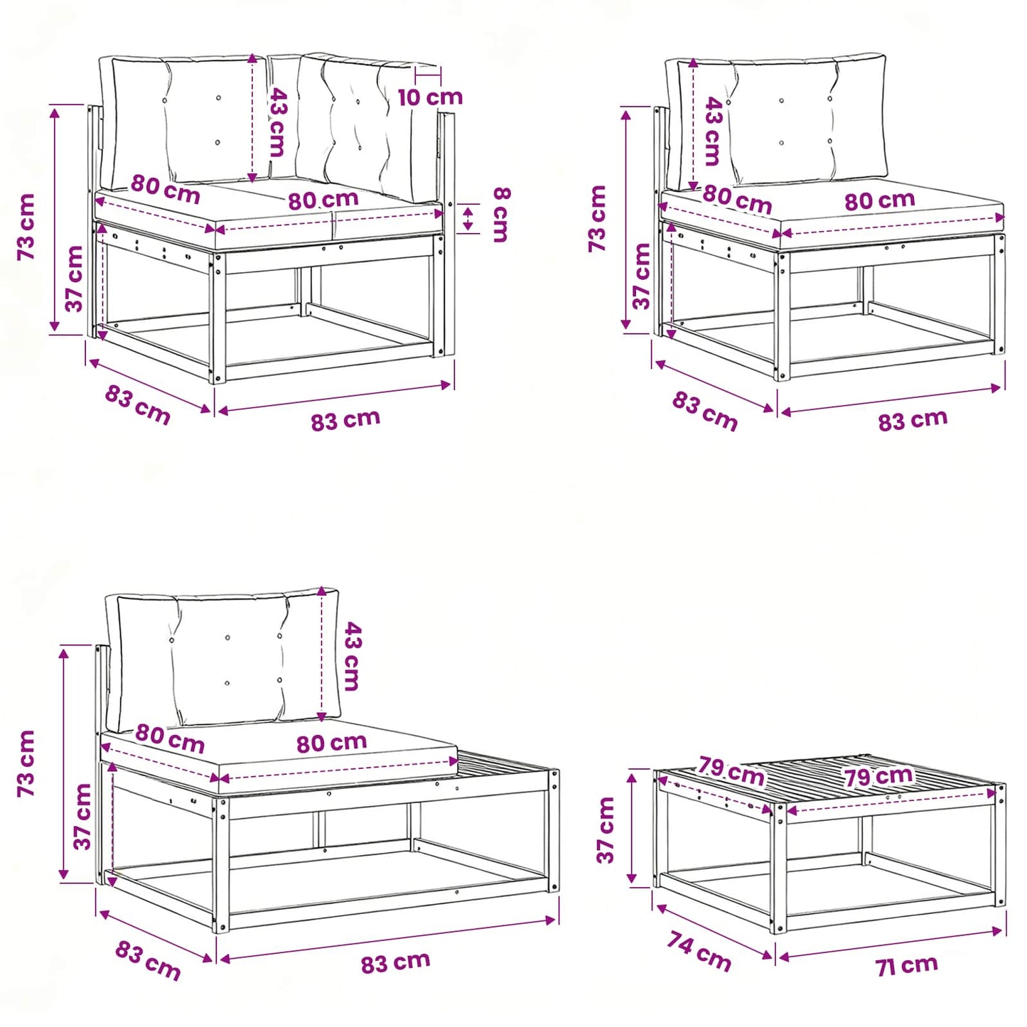 Outdoor-Sofagarnitur Natur und Beige