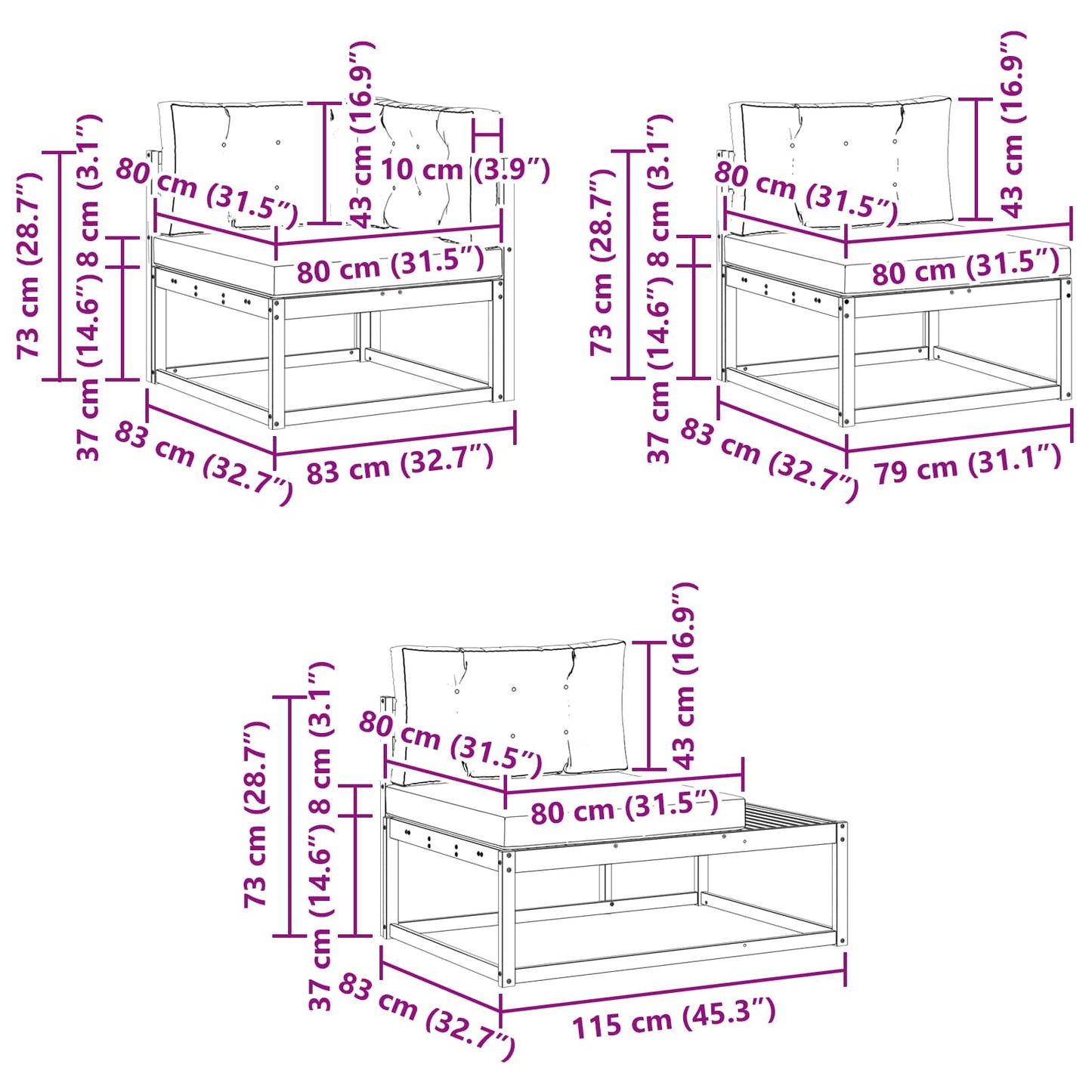 Outdoor-Sofagarnitur 6 Stk. Natur und Beige