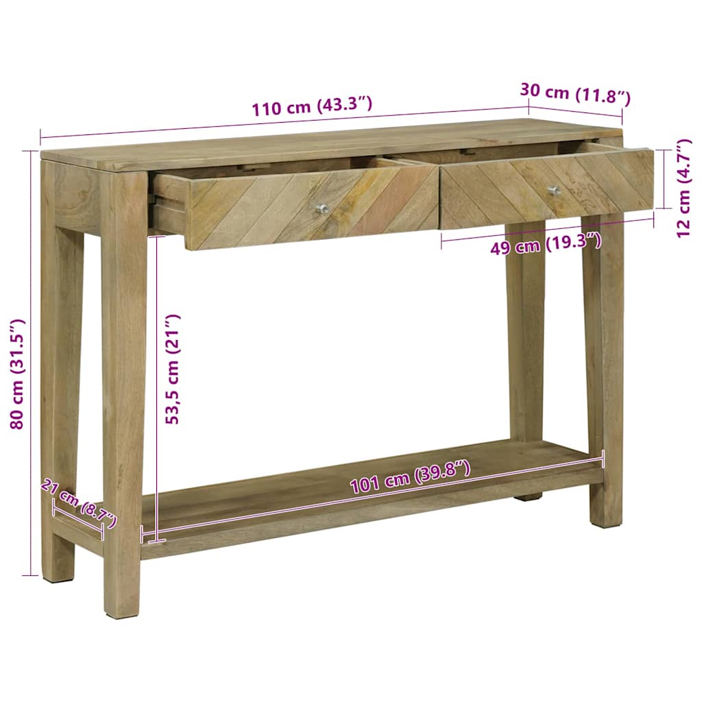 Konsolentisch mit Schubladen Natürliches Grau 110 x 30 x 80 cm
