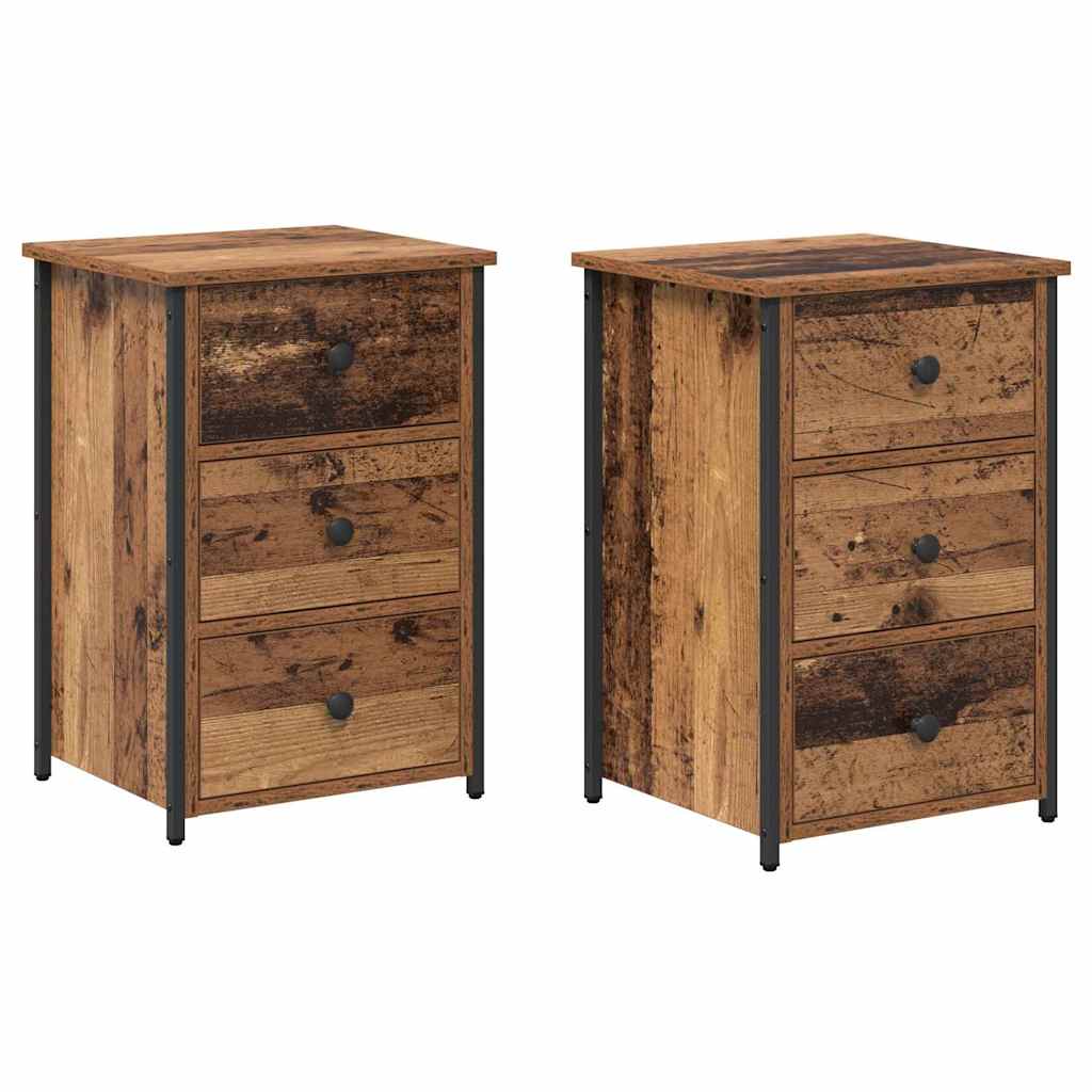 Nachttisch mit Schubladen 2 pcs Altholz