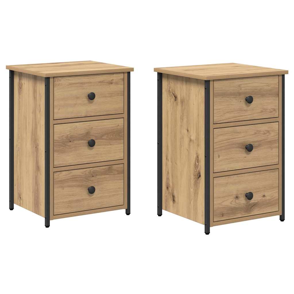 Nachttisch mit Schubladen 2 pcs Eiche handwerklich
